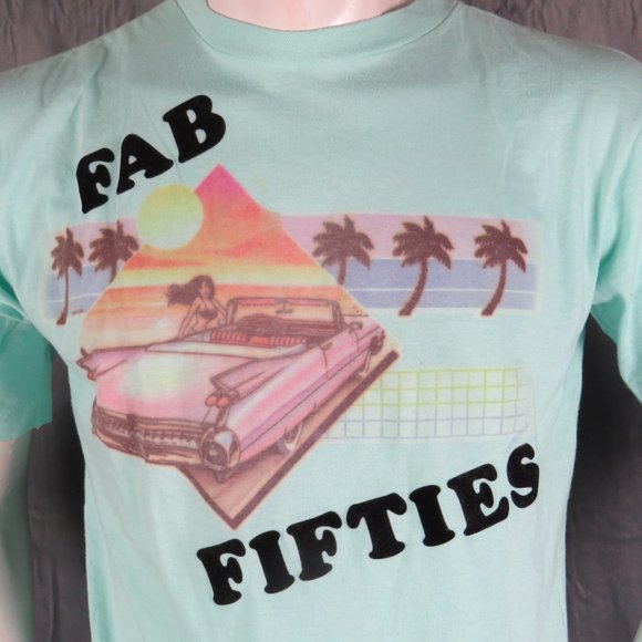 Vintage Graphic T-shirt - Fab Fifites Felt Lettering - Men's Large - Picture 3 of 8